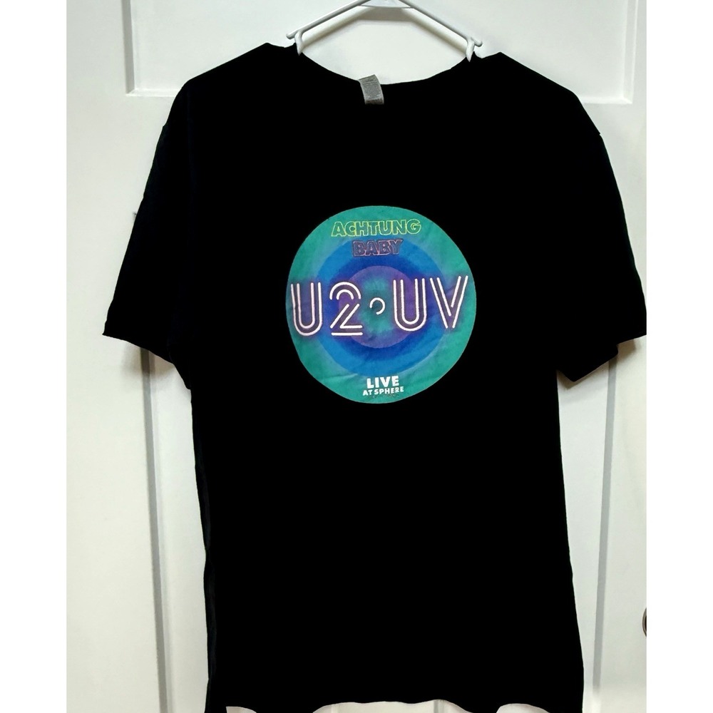 U2 Concert T-Shirt (XL) UV Achtung Baby Official Live At Las Vegas Sphere Black